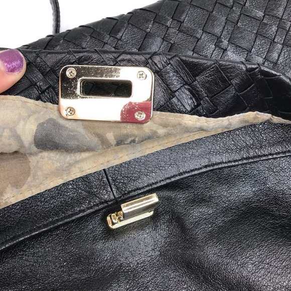 Elliott Lucca | Long Black Woven Foldover Purse - Picture 3 of 6